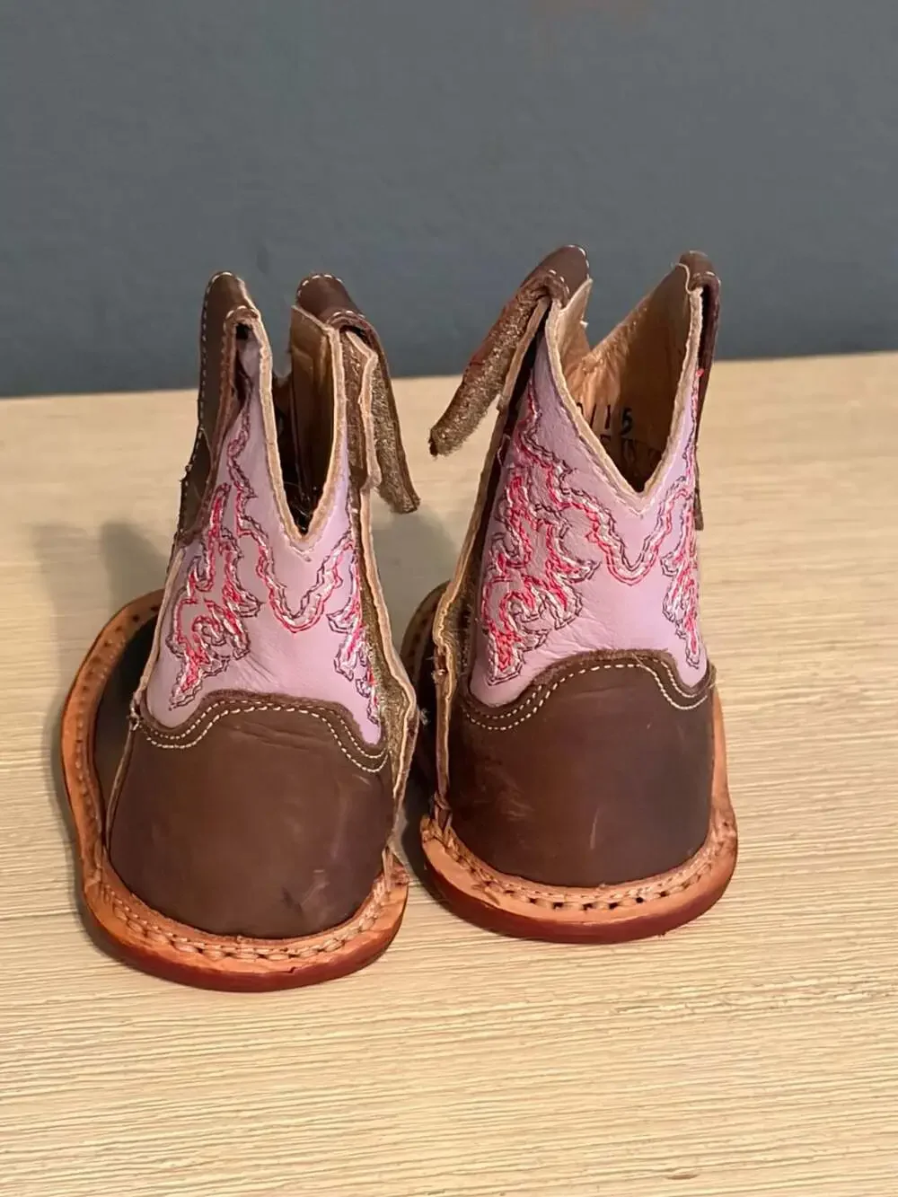 Roper Cowbabies Baby Toddler Brown Pink Square Toe Western Cowboy Boots Size 1